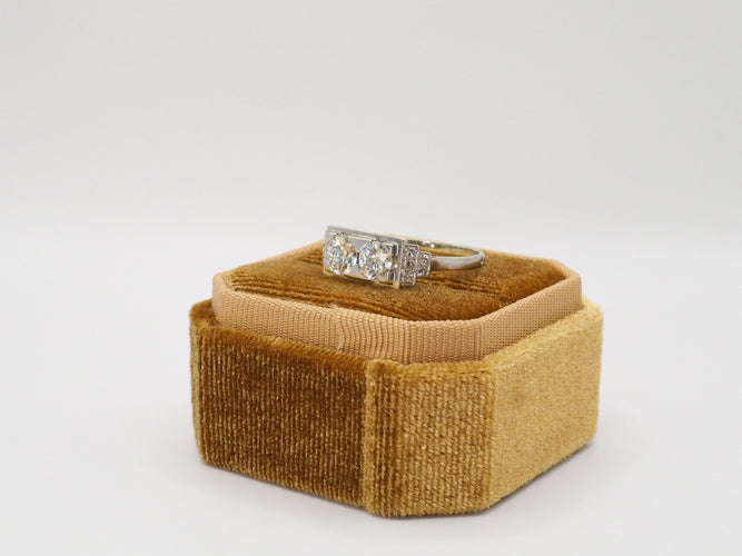 Bague 57 Bague Art Déco Platine Diamants 58 Facettes 4530