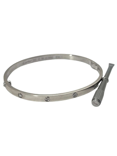Bracelet Bracelet petit modèle Love Cartier or blanc et 10 diamants 58 Facettes 00056302