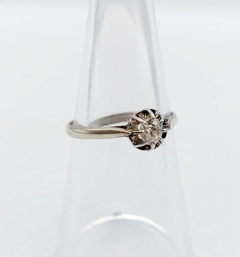 Bague 53 Bague solitaire Art Déco or blanc et platine, diamant taille ancienne 58 Facettes A05635