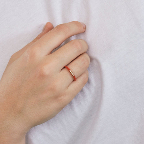 Bague 53 Bague or jaune céramique rouge 58 Facettes 3131750