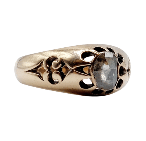 Bague 56.5 Bague jonc bombé antique en or 14k et diamant taille rose 58 Facettes A06623