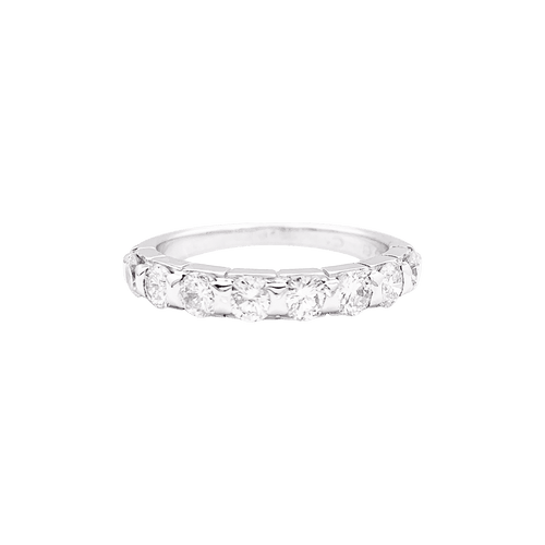 Bague 52.5 Demi-alliance or blanc et diamants. 58 Facettes 34472