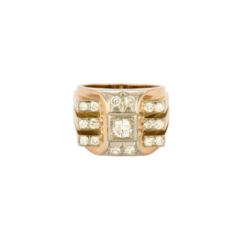 Bague 55,5 Bague tank or jaune et gris diamants 58 Facettes ALE4229