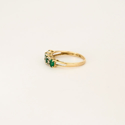 Bague 52.5 Bague or jaune rivière d'émeraudes 58 Facettes LP924
