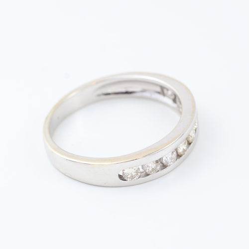 Bague 56 Alliance - Bague alliance en or blanc 18k et diamants 58 Facettes 130023