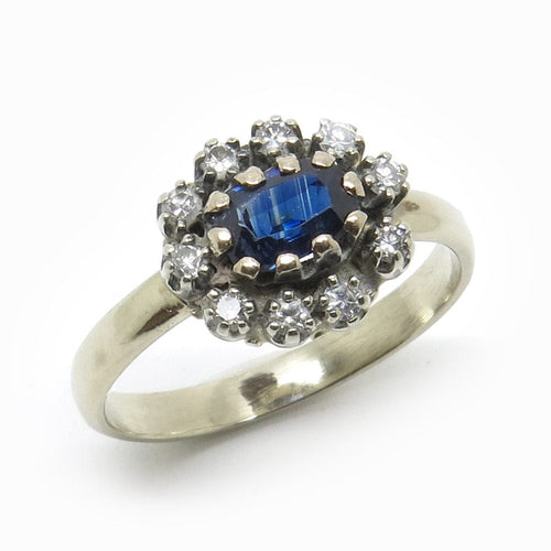 Bague Bague marguerite ornée d'un Saphir 58 Facettes