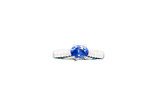 Bague 52 Bague or blanc saphir de Ceylan 58 Facettes 250230