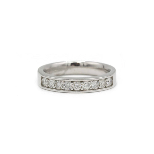 Bague 55 Demi alliance - Or blanc et diamants 58 Facettes 1084