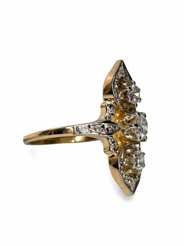 Bague ancienne or jaune et diamants 0,70 ct