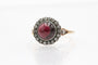 Bague Bague ancienne grenat cabochon et diamants en or jaune 58 Facettes 11712