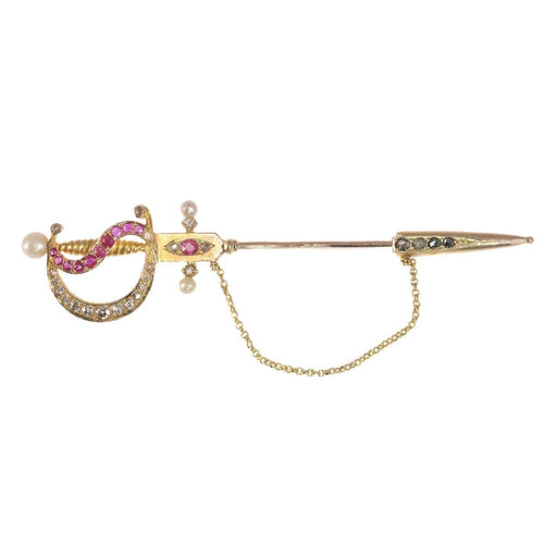 Montre Épingle en or antique en forme d'épée ornée de bijoux 58 Facettes 21092-0169