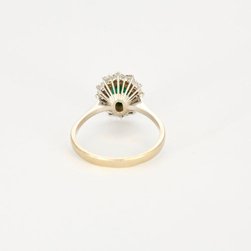 Bague 55 Bague Marguerite Or Blanc Emeraude Diamants 58 Facettes