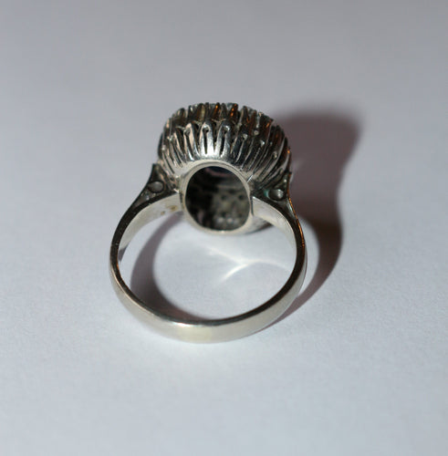 Bague 50 Bague Or Blanc Saphir double entourage Diamants 58 Facettes 577