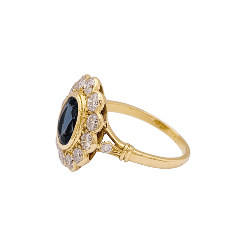 Bague 55 Bague Pompadour or jaune et blanc, saphir, diamants. 58 Facettes 34353