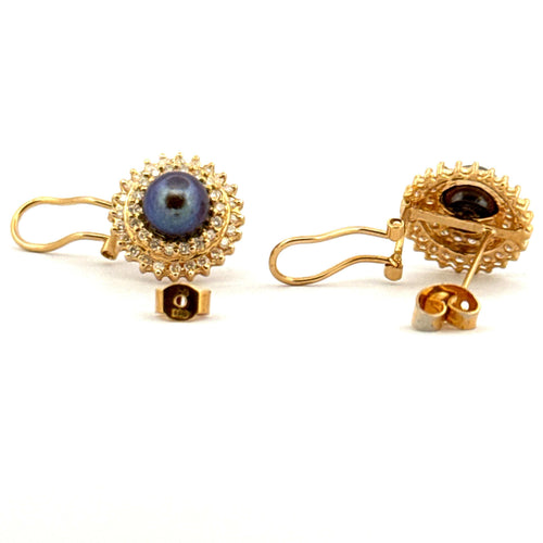Boucles d'oreilles Boucles d’oreilles or, diamants, perles de Tahiti 58 Facettes