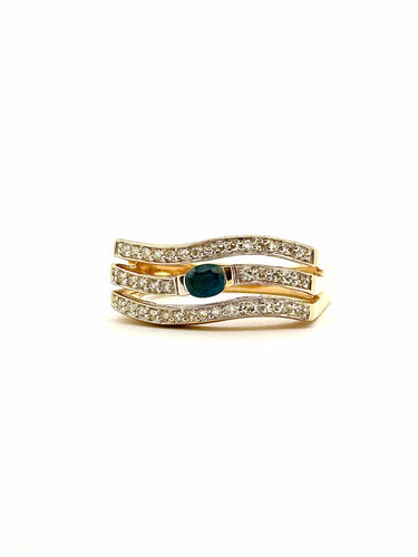 Bague 54 Bague vintage en or 18 carats diamants 8/8 et saphir 58 Facettes