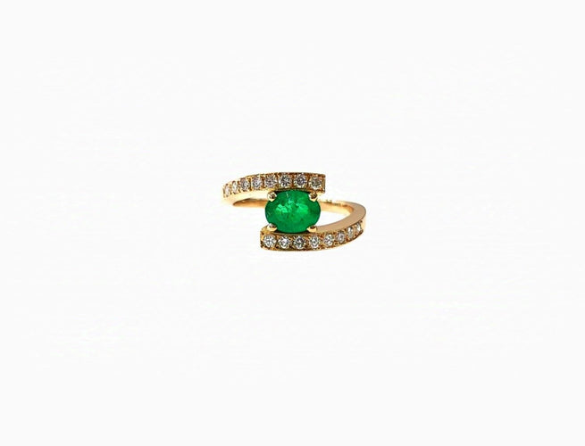 54 Bague or jaune émeraude et diamants 58 Facettes Bag cx em-FA.49