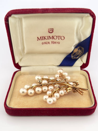 Broche Broche Mikimoto en or jaune et perles 58 Facettes