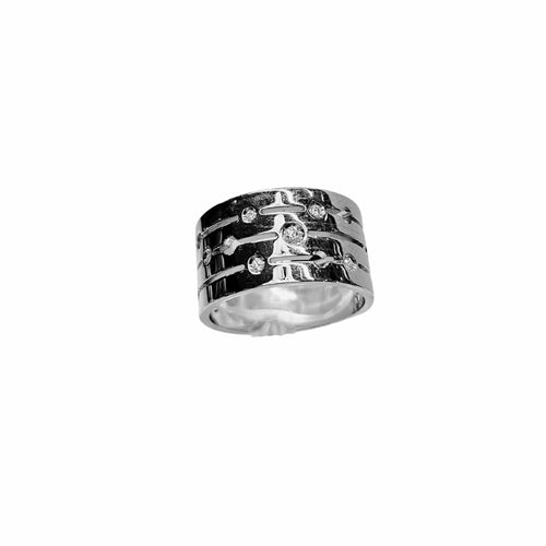 Bague 57 Dinh Van - Bague "Pulse" en or blanc 18 carats et diamants - EU57 à EU58 58 Facettes DINV-RI-PULS-WGD