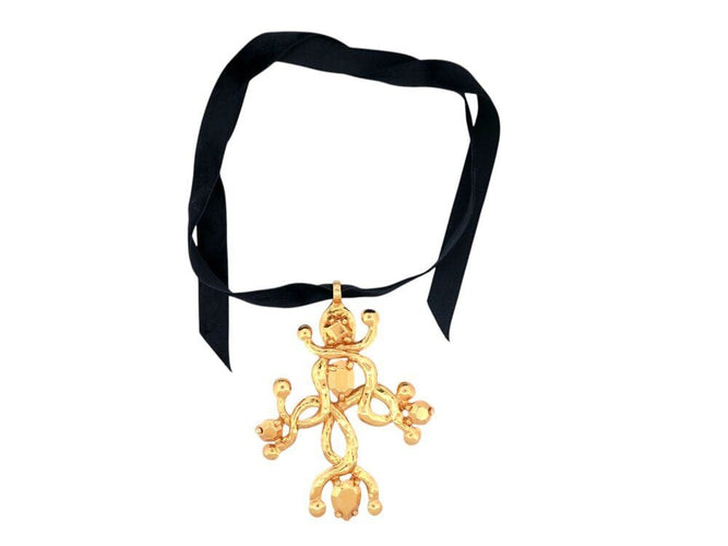 Collier vintage collier pendentif CHRISTIAN LACROIX croix dore 58 Facettes 266572