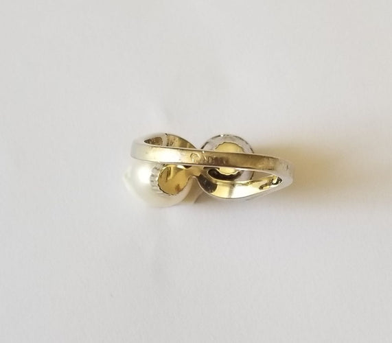 Bague Toi et Moi or blanc diamant et perle de culture