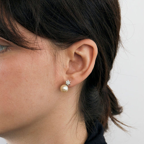 Boucles d'oreilles Paire boucles d'oreilles perles et diamants 58 Facettes 38200058
