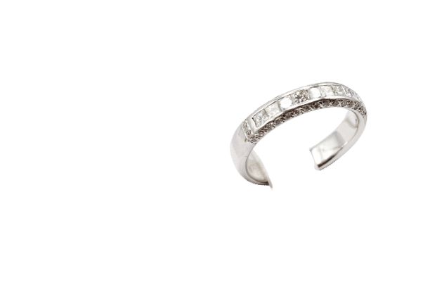 Bague Bague demi-alliance diamants taille princesse 0,70 ct en or blanc 750 58 Facettes 240269