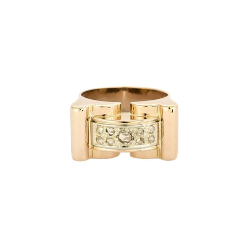 Bague 52 Bague Tank en or jaune, or blanc et diamants 58 Facettes CLA0749