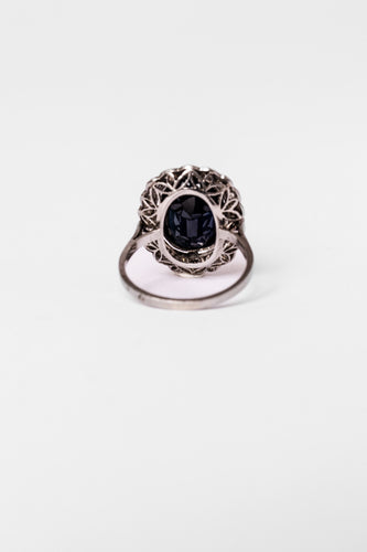 Bague 54 Bague Pompadour  en platine, saphir et diamants 58 Facettes