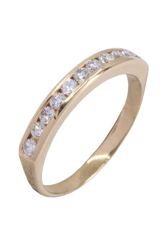 Bague 51 Demi alliance or jaune et diamants 58 Facettes 088451