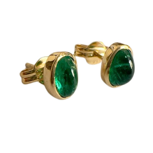 Boucles d'oreilles Boucles d'oreilles au design contemporain en or jaune avec émeraude 58 Facettes Q293B