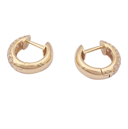 Boucles d'oreilles Paire de créoles or jaune, diamants. 58 Facettes 34483