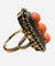 Bague 59 Bague en or 18 carats avec corail, diamants taille rose et émail noir 58 Facettes 7816 A