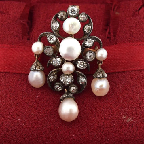 Broche Broche taille ancienne (Old Mine) en or 12k et argent 925, diamants 58 Facettes SP22