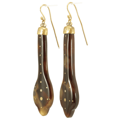 Boucles d'oreilles Boucles d'oreilles anciennes en or piqué écaille de tortue 58 Facettes 7412