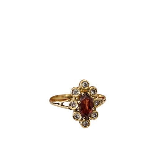 Bague 54 Bague marguerite or jaune grenat diamants 58 Facettes MG3