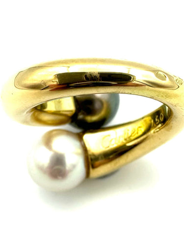 Bague 51 CARTIER. Bague "Toi et Moi" en or jaune 18K et perles 58 Facettes