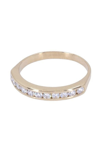 Bague 51 Demi alliance or jaune et diamants 58 Facettes 088451