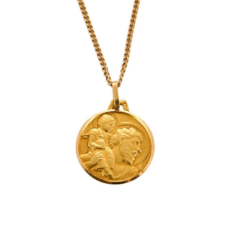 Collier Médaille Saint Jean-Baptiste et chaine en or jaune 58 Facettes SOI3023