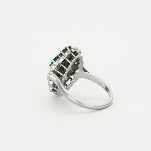 Bague 55 Bague marquise or gris émeraudes et diamants 58 Facettes GU41