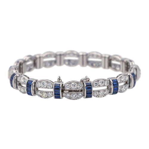 Bracelet Bracelet Or blanc, Platine Diamant, Saphir 58 Facettes 3880394RV