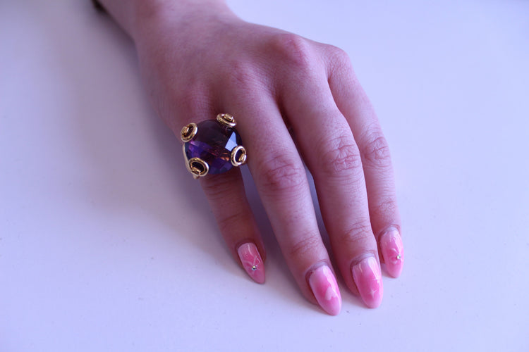 Bague 46 GUCCI - Bague Horsebit en or jaune et améthyste 58 Facettes 160447J85705010