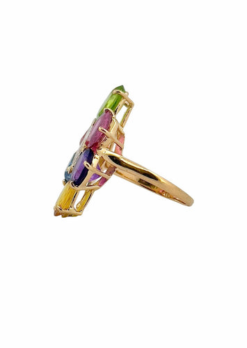 Bague 61 Bague multi pierres or jaune 18 carats 58 Facettes