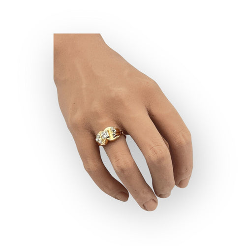Bague 55 Bague Tank or rose 750 et diamants 58 Facettes 149058237