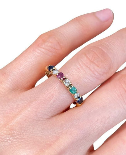 Bague 51 Bague Demi-alliance Américaine, en or jaune 18k 58 Facettes