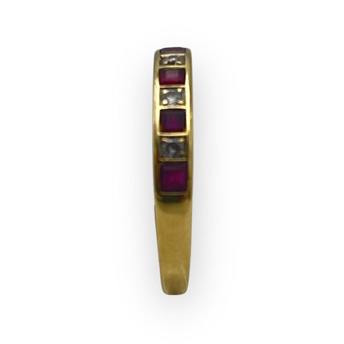 Bague Bague Art déco en or jaune 750/1000 et diamants rubis 58 Facettes 149065527