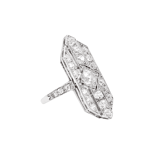 Bague 51 Bague Art Déco, platine et diamants. 58 Facettes 34491