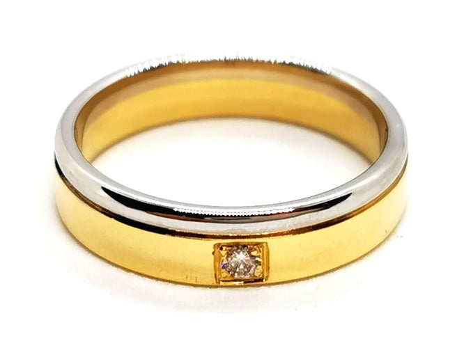 Bague 54 Bague Alliance Or jaune, Or blanc Diamant 58 Facettes 1589389CN