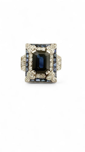 Bague 51 Bague ancienne en platine diamants et saphirs 58 Facettes