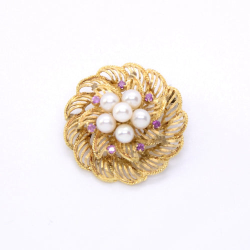 Broche Broche feuilles or et perles 58 Facettes 35